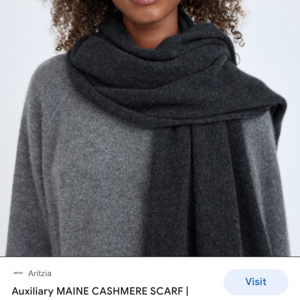 NWT Aritzia Auxiliary Maine Cashmere Scarf in Charcoal